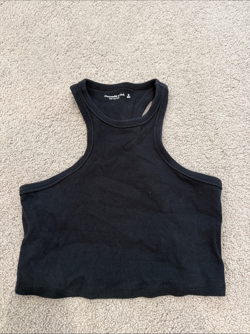 Abercrombie & Fitch Black Ribbed High-Neck Crop Tank